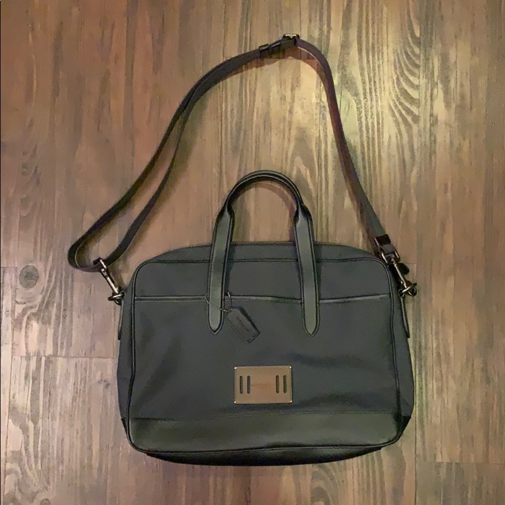 COACH Briefcase Bag Green/Black w/ Shoulder Strap